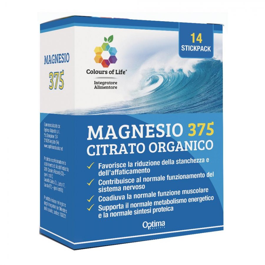 Colours of Life Magnesio 375 14 Stick - Integratore di Magnesio per Energia e Benessere
