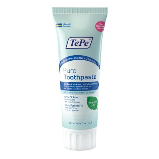 TePe Pure Menta Piperita Dentifricio, 75ml, Per Gengive Sensibili, Delicato