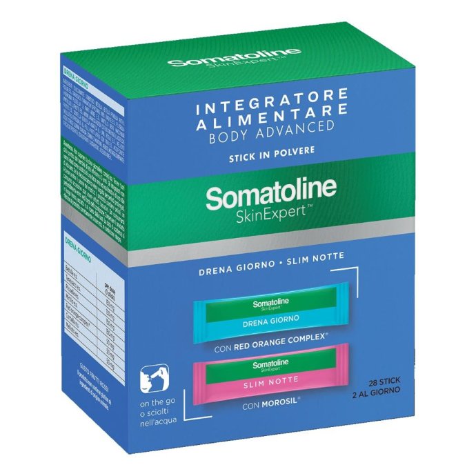 Somatoline, SkinExpert Body Advanced Drena Giorno + Slim Notte, 28 Stick
