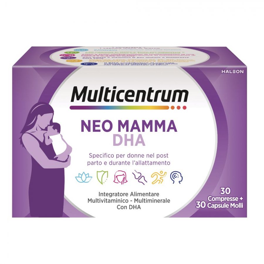 Multicentrum Neo Mamma DHA 30 Compresse + 30 Capsule Molli - Integratore per la Neo Mamma