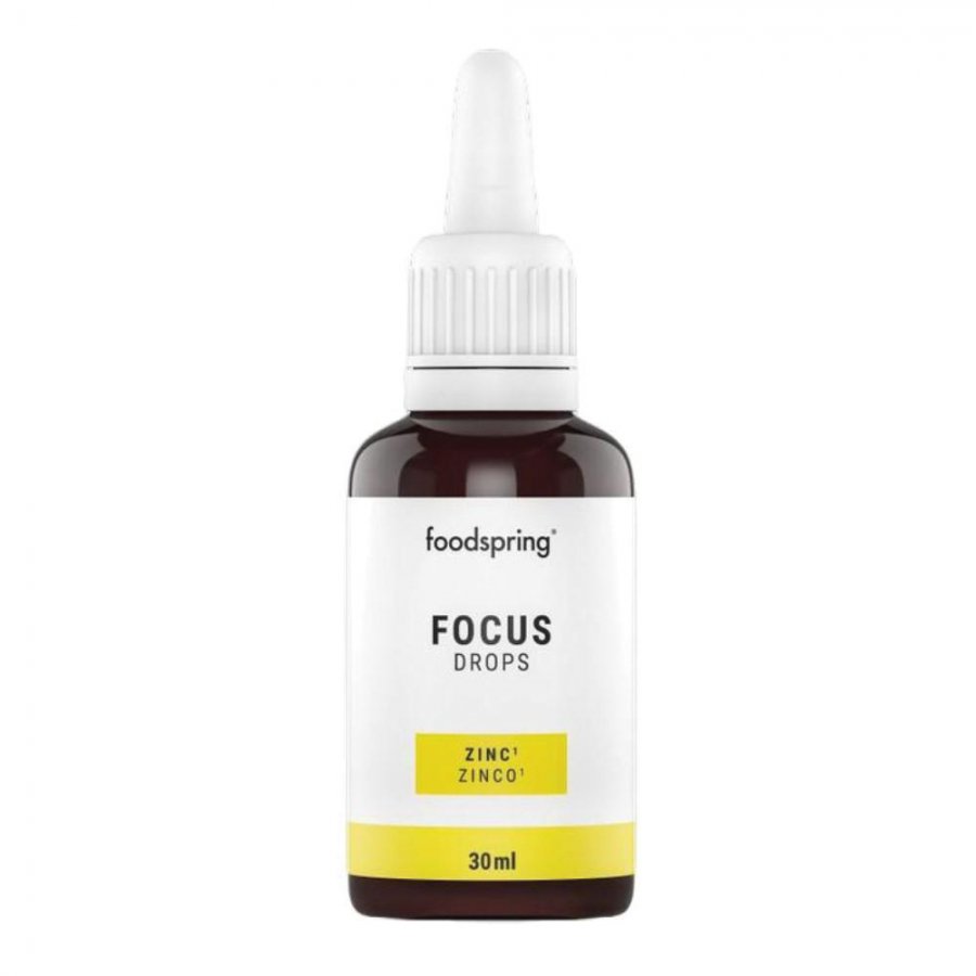 Foodspring Focus Drops Zinco Limone 30ml - Gocce Vitaminiche per Concentrazione Mentale