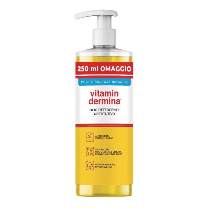 Vitamindermina Olio Detergente 750ml - Detergente Delicato per la Cura Quotidiana della Pelle
