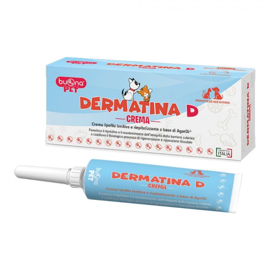 Dermatina D Crema Lipofila Lenitiva 30ml - Cura della Pelle per Cani e Gatti - Idratante e Lenitiva