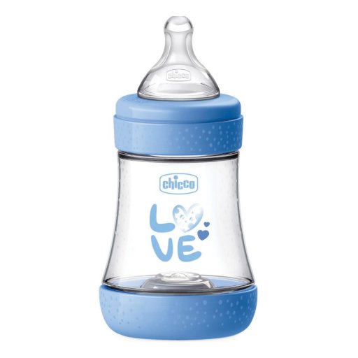 Chicco Biberon Neonato Perfect 5 Biberon Azzurro Flusso Lento 150 ml 0 Mesi+ - Perfect 5 Biberon