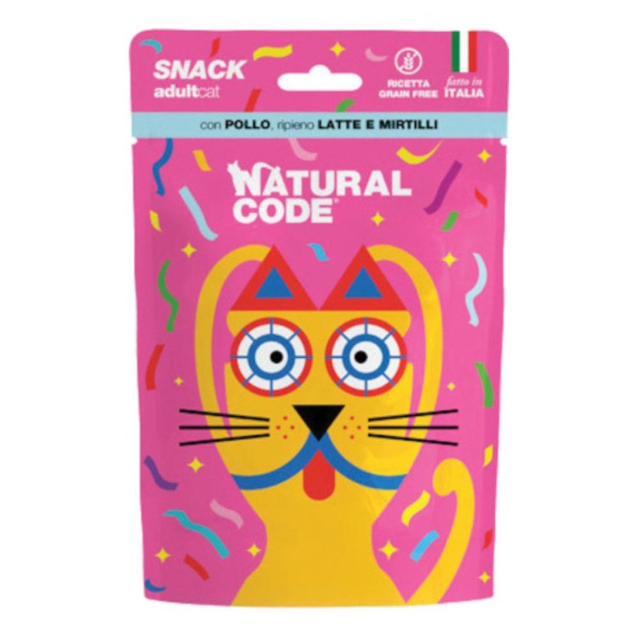 NATURAL CODE GATTO SNACK ADULTCAT GRAINFREE POLLO LATTE MIRTILLI 60GR (bustina)