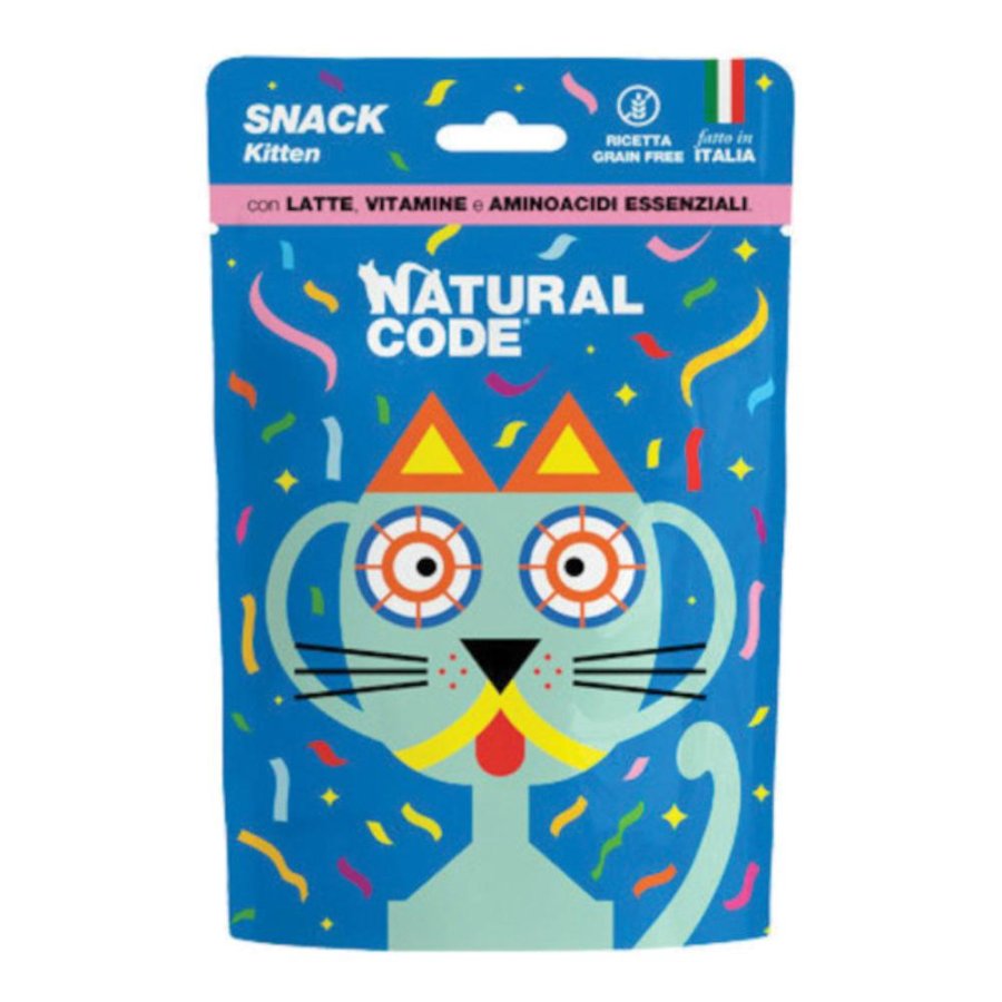 NATURAL CODE GATTO SNACK KITTEN GRAIN FREE LATTE VITAMINE AMINOACIDI ESSENZIALI 60GR (bustina)