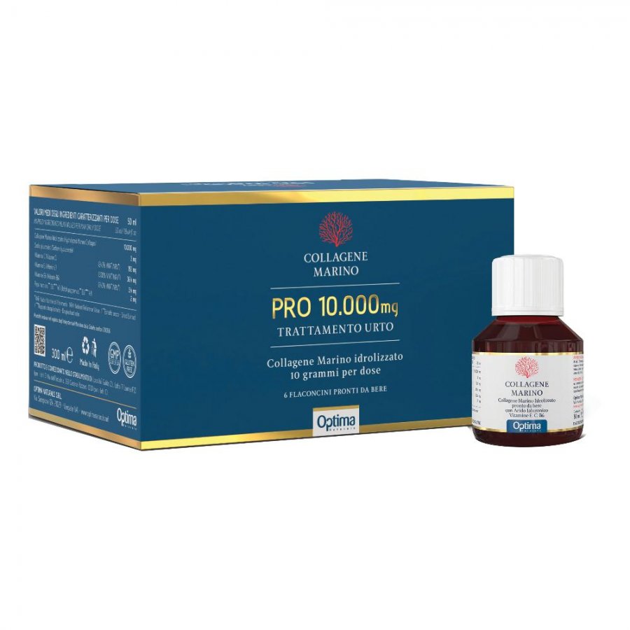 Collagene Marino Pro - 10000 mg Trattamento Urto 6 Flaconi - Marca Bellezza Naturale - Integratore Anti-Invecchiamento