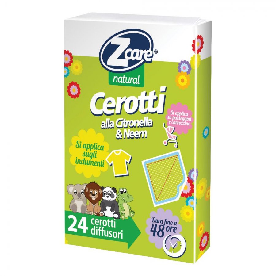 Zcare Natural Cerotti 24 Pezzi - Repellente Naturale alla Citronella e Neem