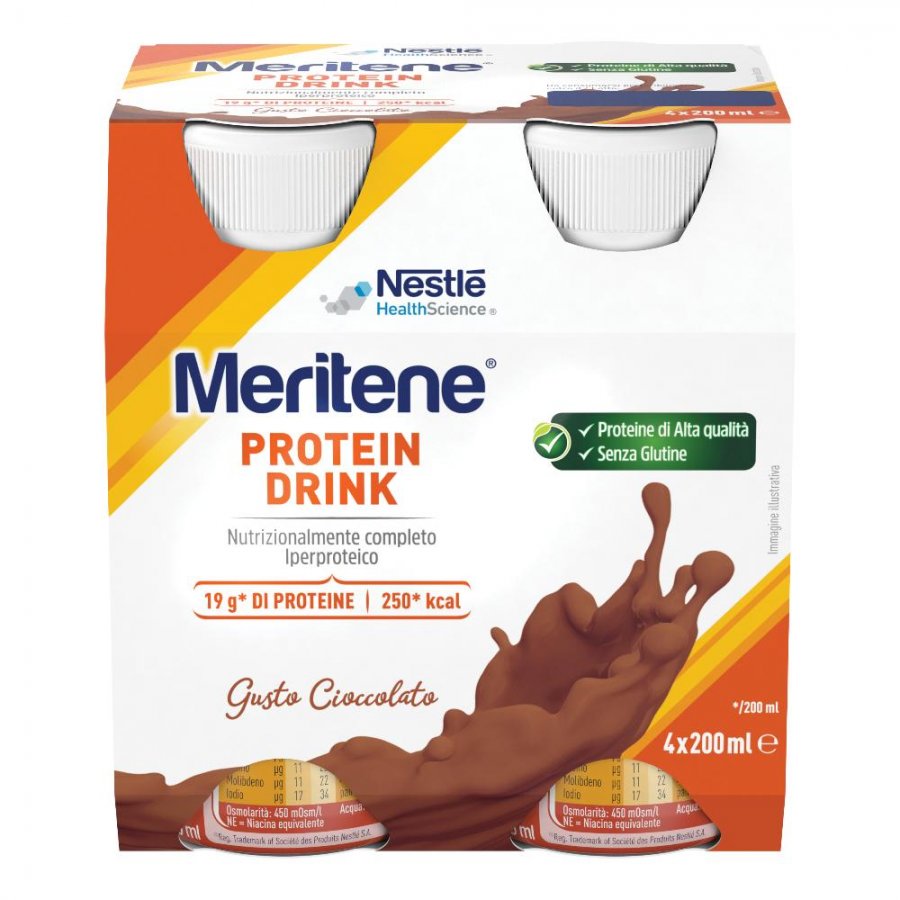 Nestlè Meritene Drink Cioccolato 4x200ml - Integratore Alimentare per Energia e Benessere