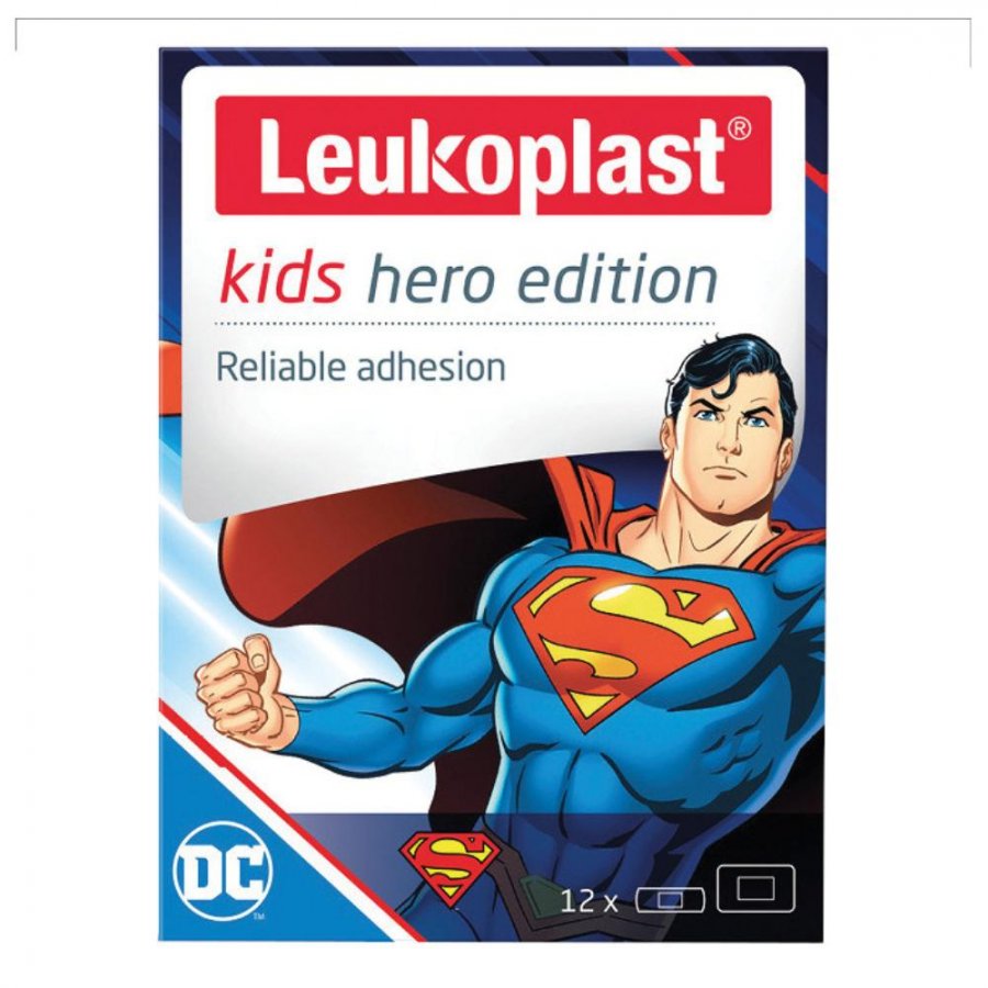 Leukoplast Kids Hero Edition Superman - Cerotti Assortiti 12 pezzi - Protezione e divertimento per i piccoli eroi