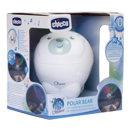 CHICCO Gioco Proiettore Orso Polare Blu - Proiettore per Culla con Musica e Luce