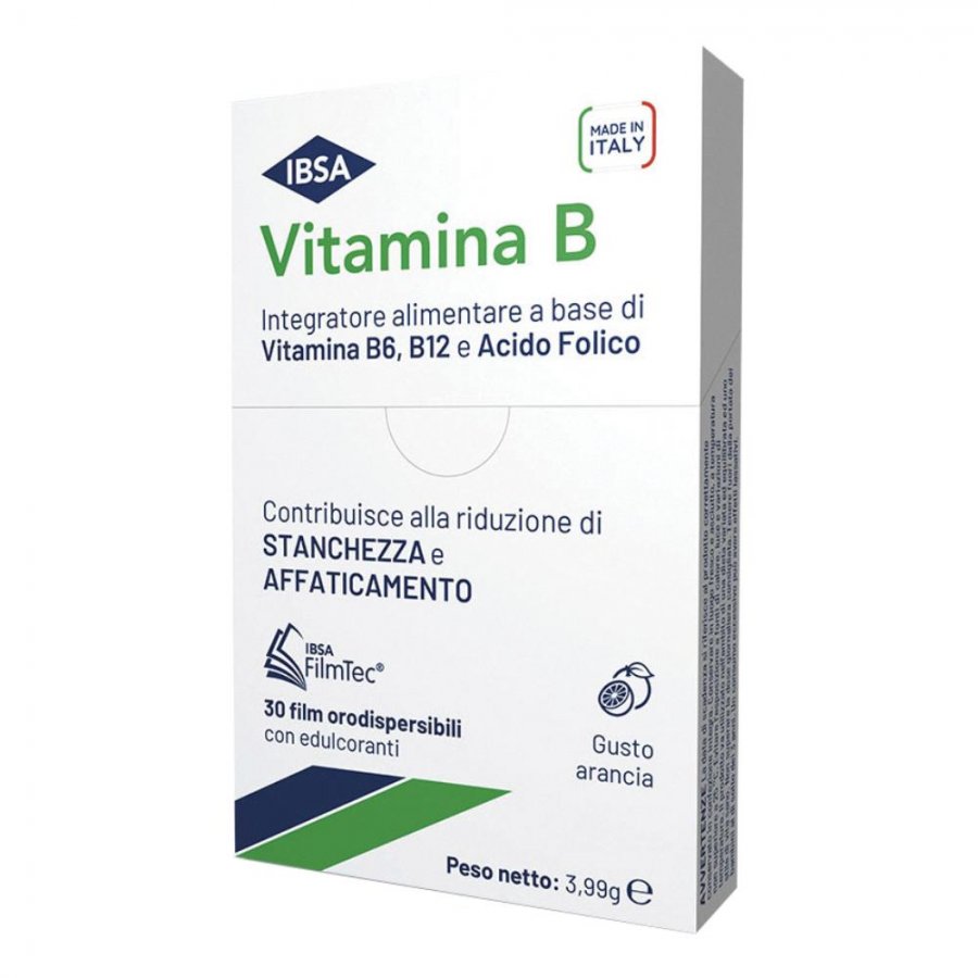 Vitamina B Integratore IBSA - Film Orodispersibili Arancia, 30 Bustine