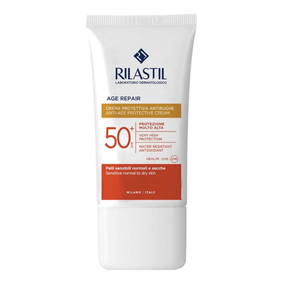 Rilastil Sun SPF50+ Age Repair - Crema Solare Viso Antiaging, 50ml