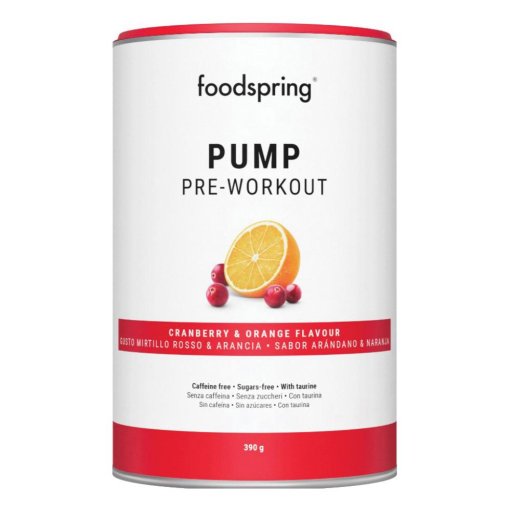 Foodspring Pump Pre Workout Mirtillo Rosso & Arancia 390g 