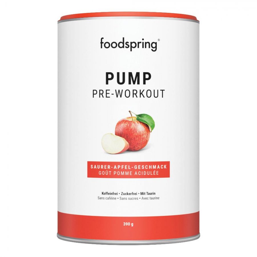 Foodspring Pump Pre-Workout 390g Gusto Mirtillo Rosso e Arancia - Integratore con Vitamina C, Potassio e Aminoacidi