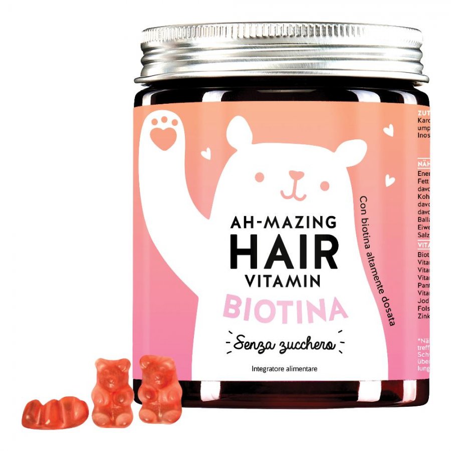 Bears with Benefits Ah-Mazing Hair Vitamin, Integratore per Capelli, Pelle e Unghie, 45 Caramelle Gommose con Biotina