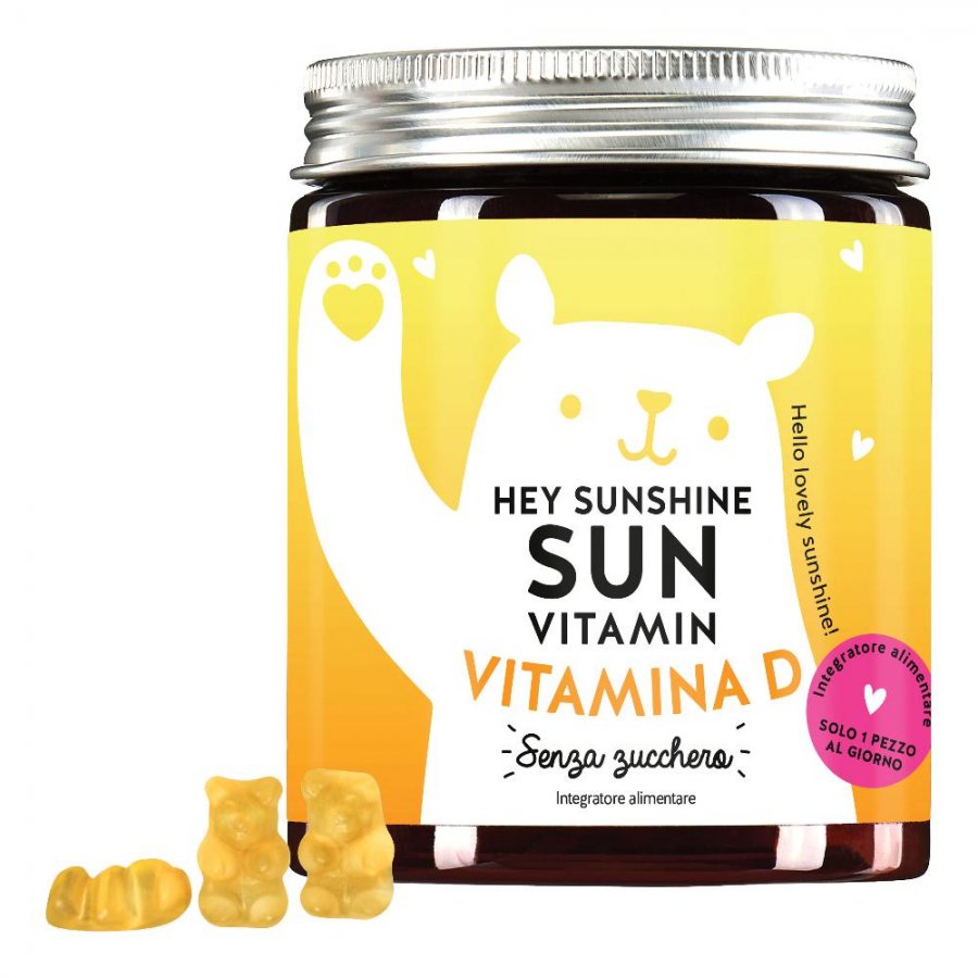 Bears with Benefits Hey Sunshine Sun Vitamin, Integratore Vitamina D3 per Sistema Immunitario e Ossa, 45 Caramelle Gommose