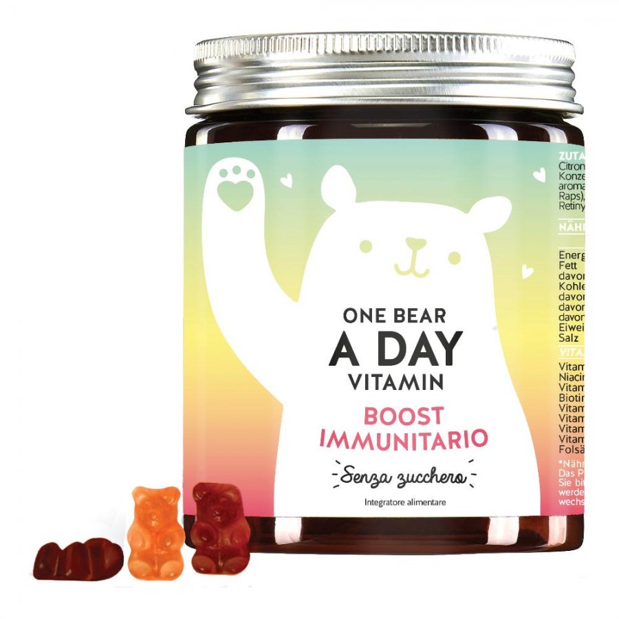 Bears with Benefits One Bear a Day, Integratore per il Sistema Immunitario, 45 Caramelle Gommose Vegane, Multivitaminico con Vitamina C, D, A, B6, B12