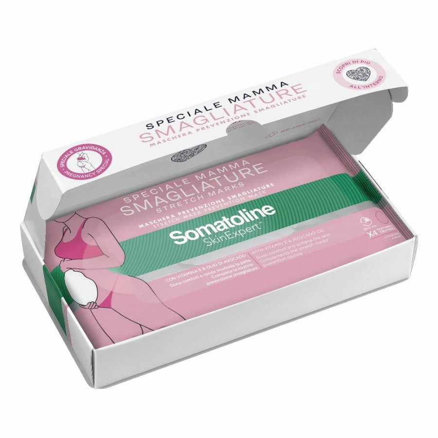 Somatoline SkinExpert Speciale Mamma Maschere Prevenzione Smagliature 4 Pezzi - Maschere Elasticizzanti e Idratanti per Gravidanza