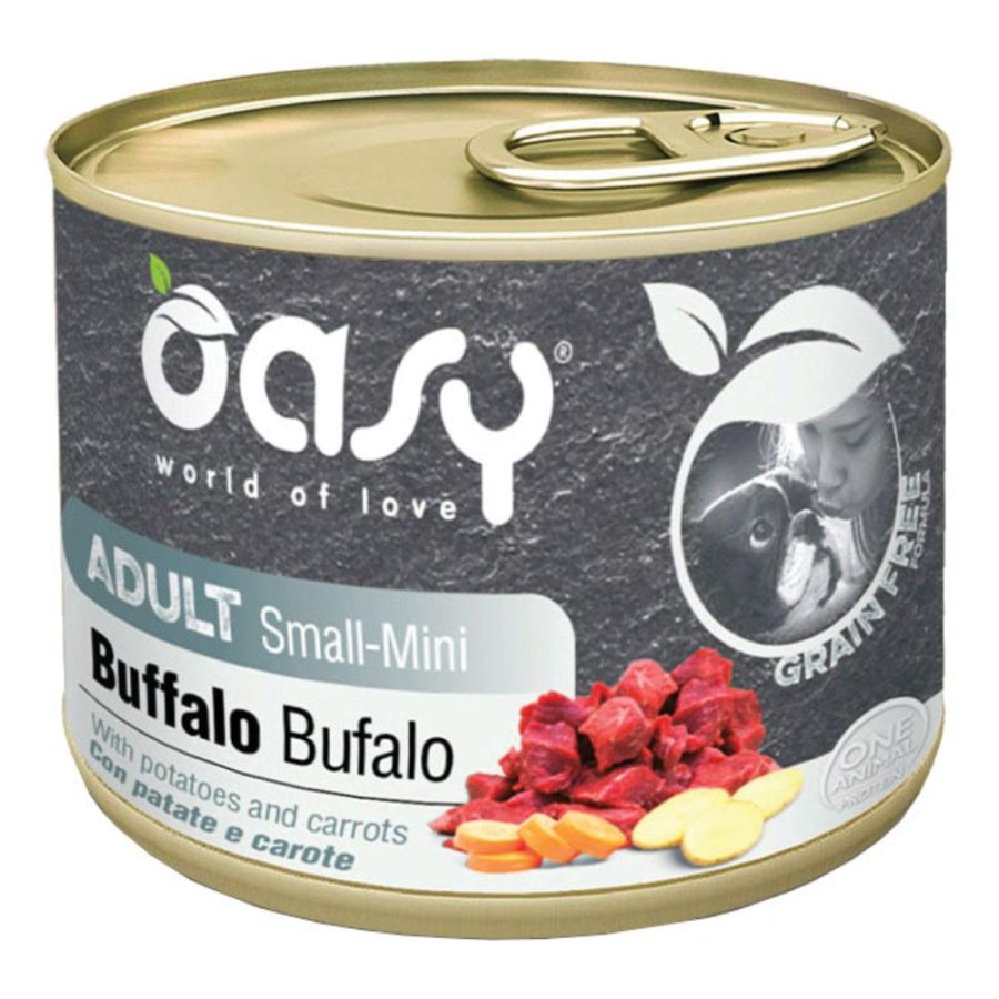 OASY CANE GRAIN FREE SMALL/MINI ADULT BUFALO 200GR (lattina)