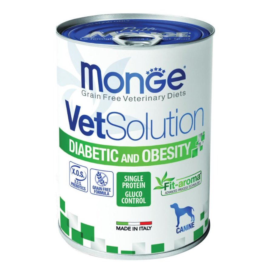 MONGE CANE VET SOLUTION HYPO DIABETIC OBESITY 400GR (lattina)