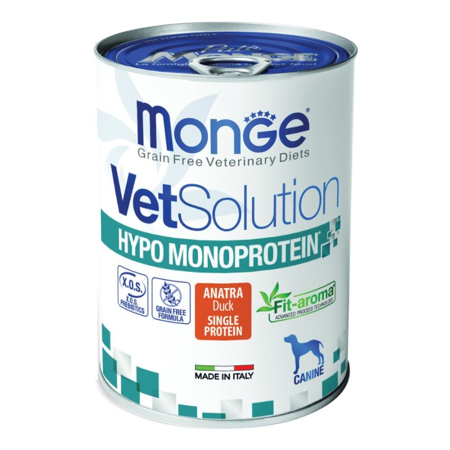 MONGE CANE VETSOLUTION HYPO MONOPROTEICO ANATRA 400GR (lattina)