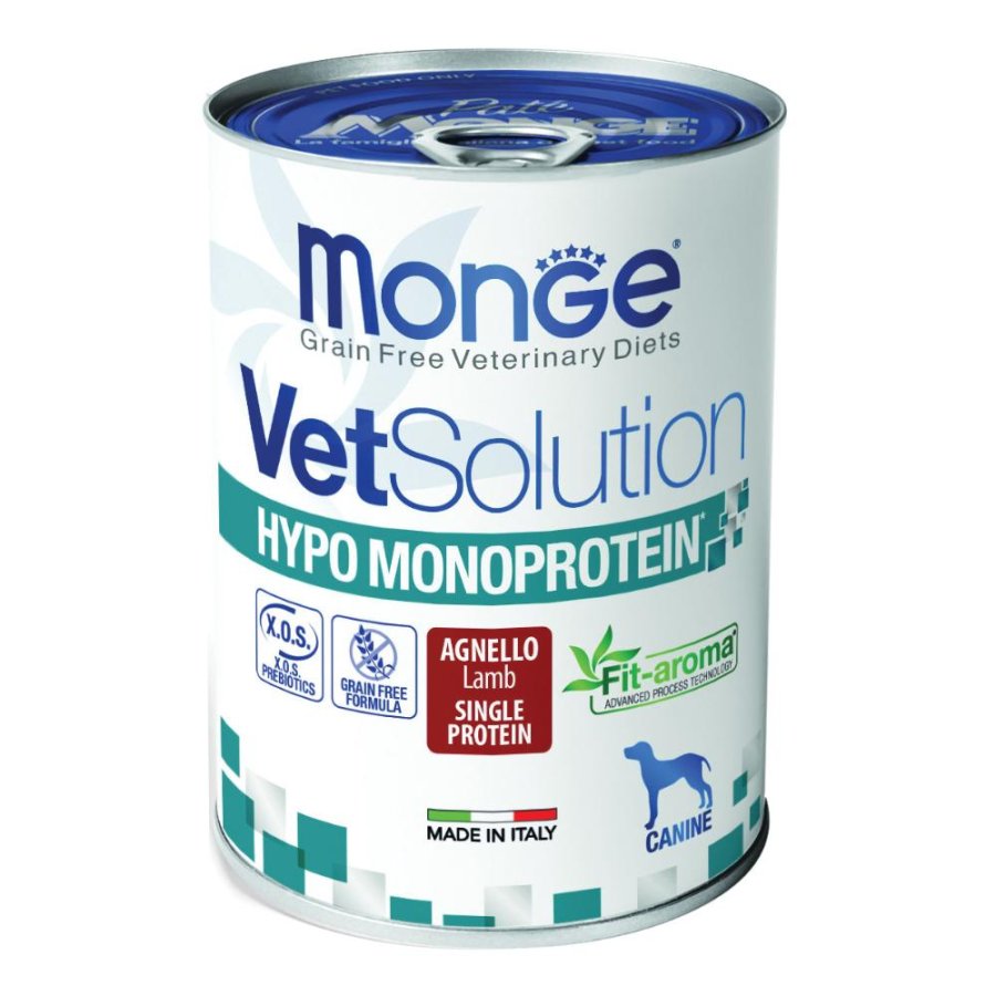 MONGE CANE VETSOLUTION HYPO MONOPROTEICO AGNELLO 400GR (lattina)