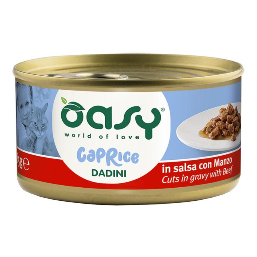OASY GATTO CAPRICE DADINI (IN SALSA) MANZO 85GR (lattina)