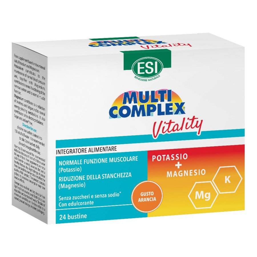 ESI Multicomplex Vitality, Integratore Magnesio e Potassio, 24 Bustine - Supporta Muscoli e Riduce Stanchezza