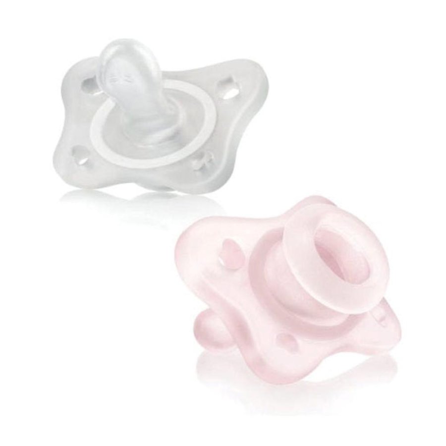 Chicco PhysioForma Gommotto Mini Soft Succhietto Silicone 0-2 Mesi Rosa, 2 Pezzi