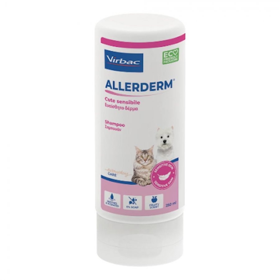 Allerderm Shampoo Cute Sensibile, Shampoo Naturale per Cani e Gatti, 250ml - Ideale per la Pelle Sensibile