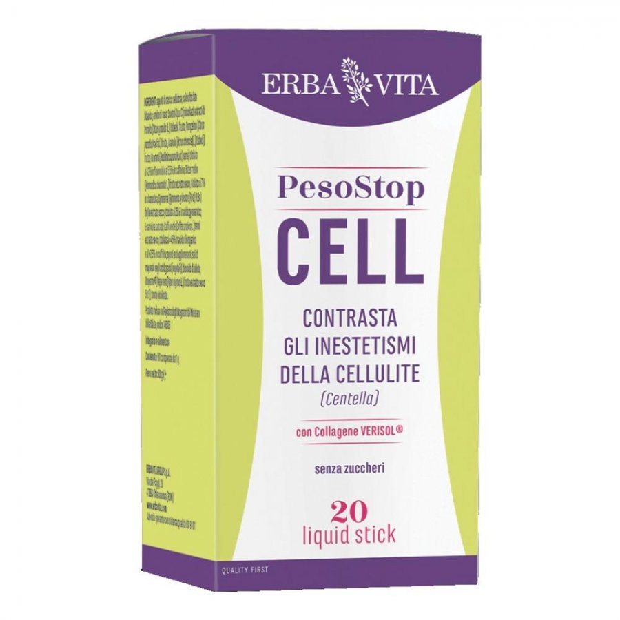 Peso Stop Cell Erba Vita 20 Stick - Integratore per Cellulite e Benessere Corporeo