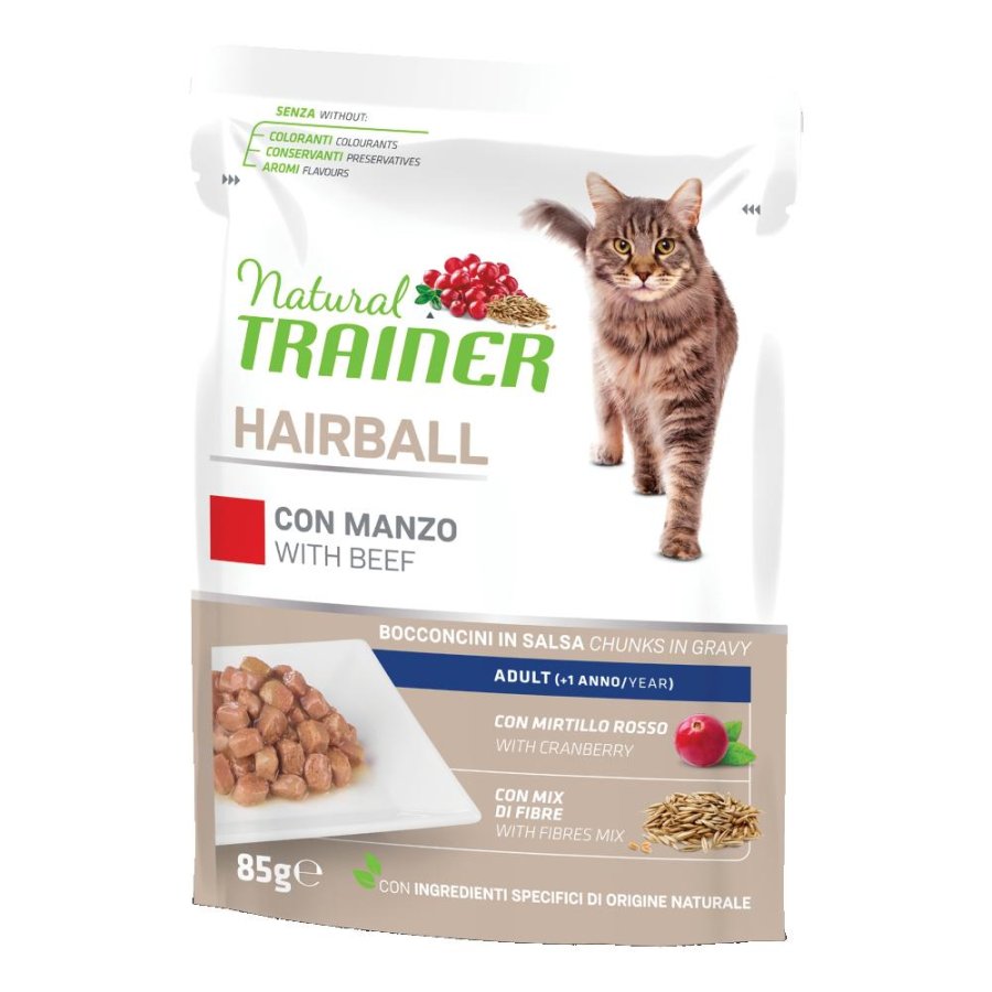 TRAINER NATURAL GATTO HAIRBALL GRAVY (IN SALSA) ADULT MANZO 85GR (bustina)