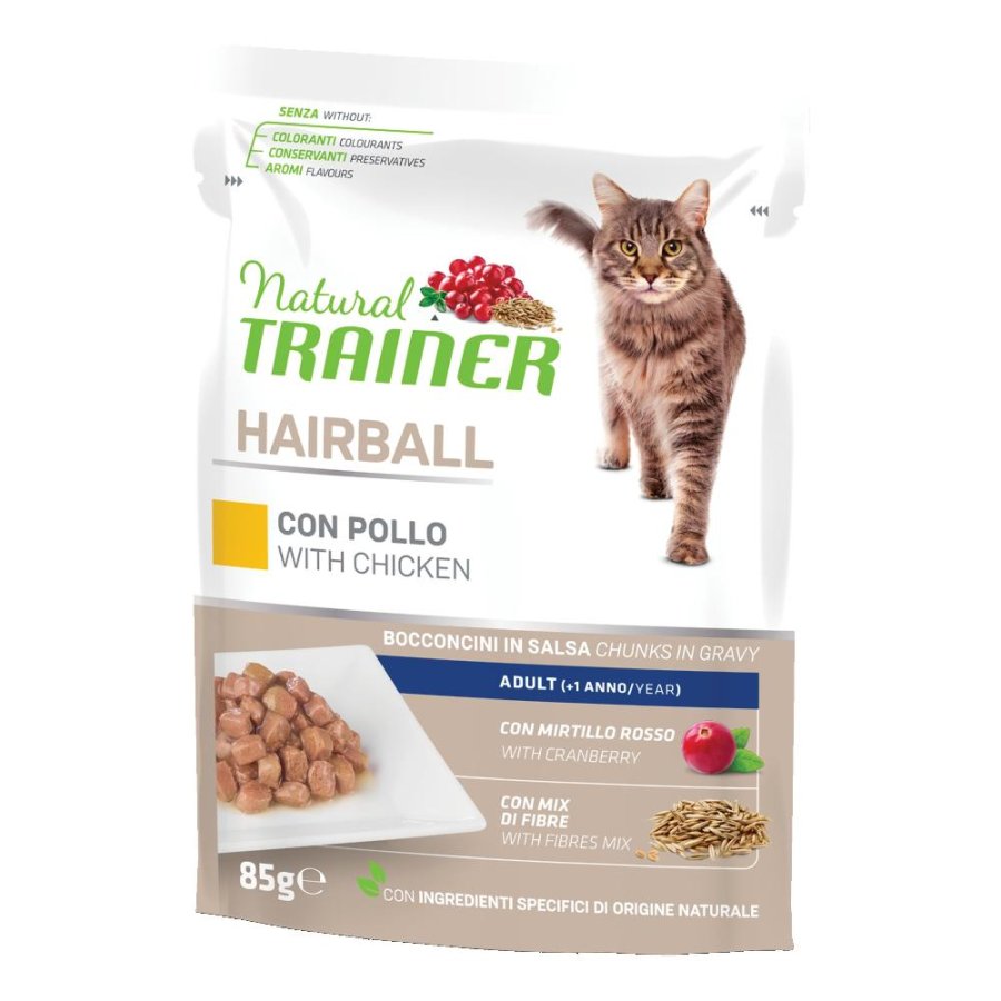 TRAINER NATURAL GATTO HAIRBALL GRAVY (IN SALSA) ADULT POLLO 85GR (bustina)