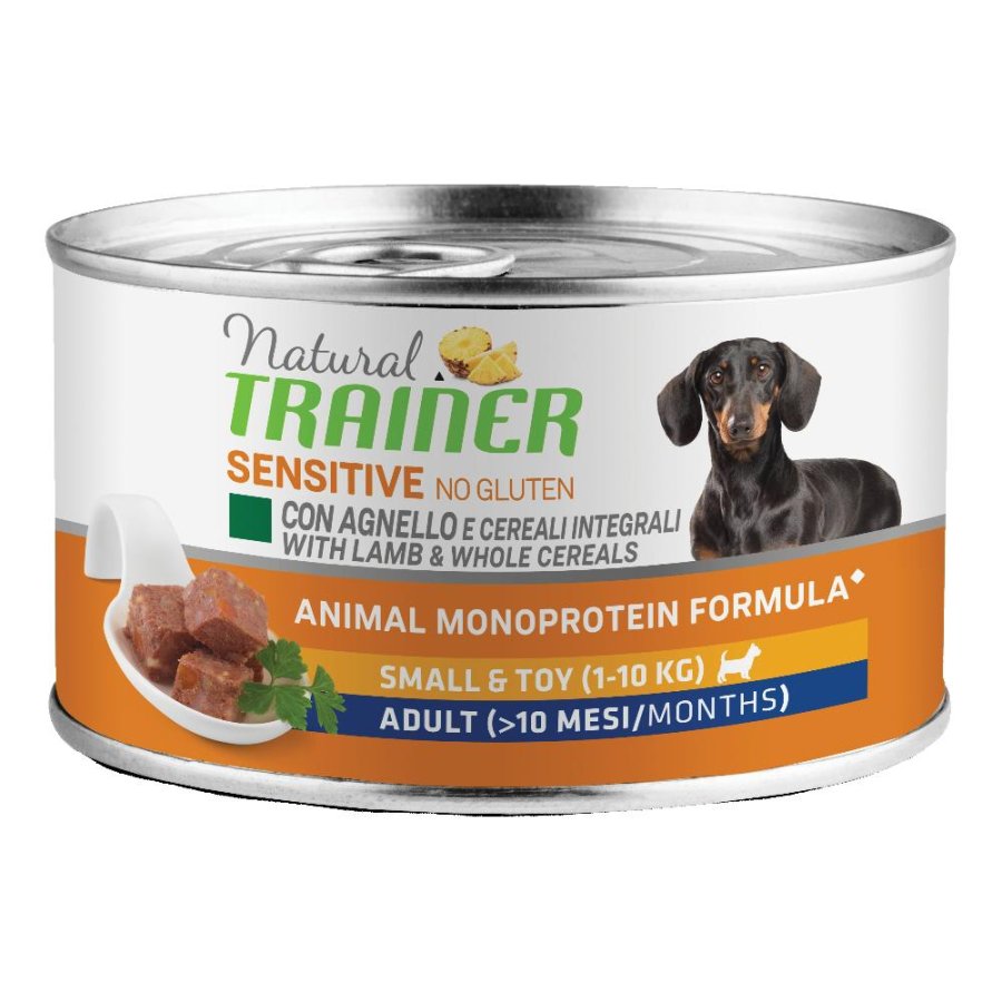 TRAINER NATURAL CANE SENSITIVE SMALL/TOY ADULT AGNELLO 150GR (lattina)