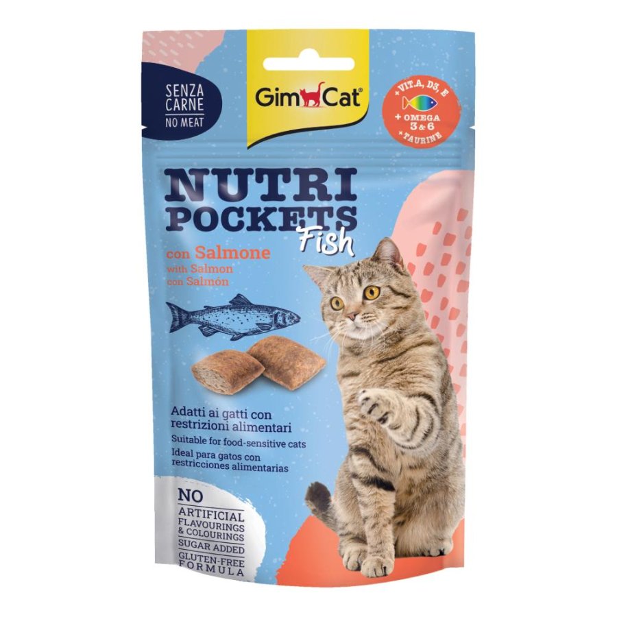 GIMBORN GIMCAT GATTO SNACK NUTRI POCKETS FISH SALMONE 60GR