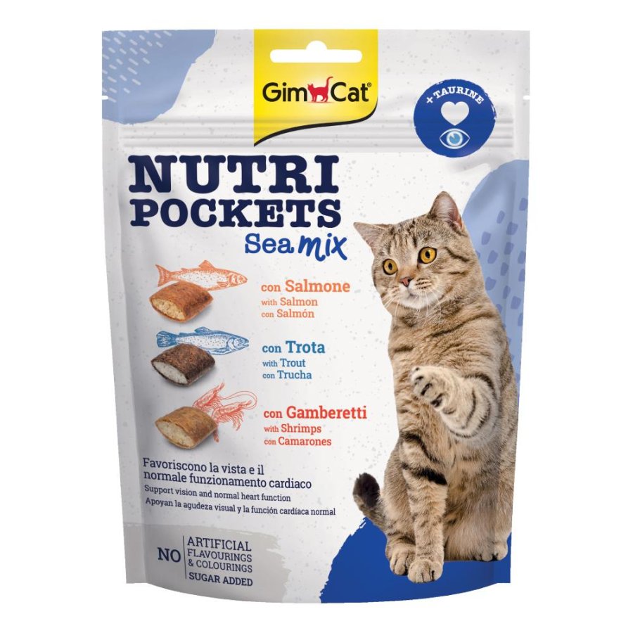 GIMBORN GIMCAT GATTO NUTRI POCKETS SEA MIX SALMONE TROTA GAMBERETTI 150GR (bustina)