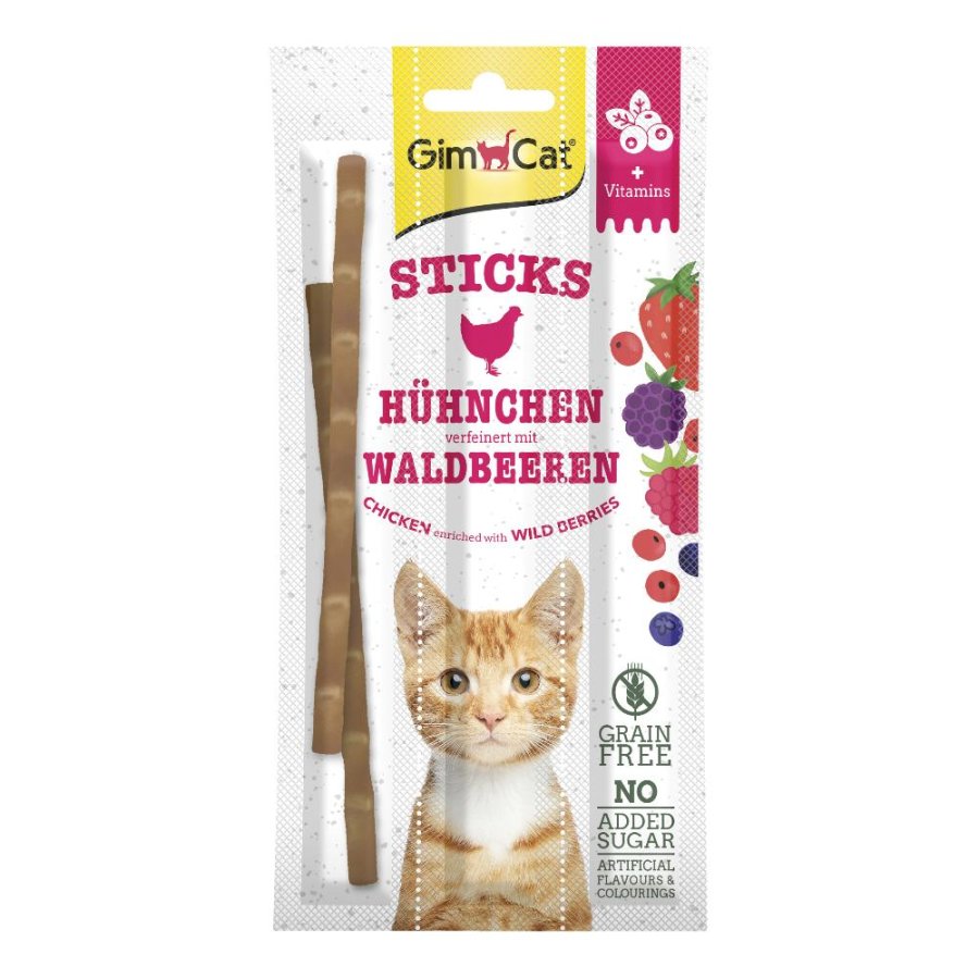GIMBORN GIMCAT GATTO SNACK SUPERFOOD DUO STICKS POLLO FRUTTI BOSCO 3PZ 100GR