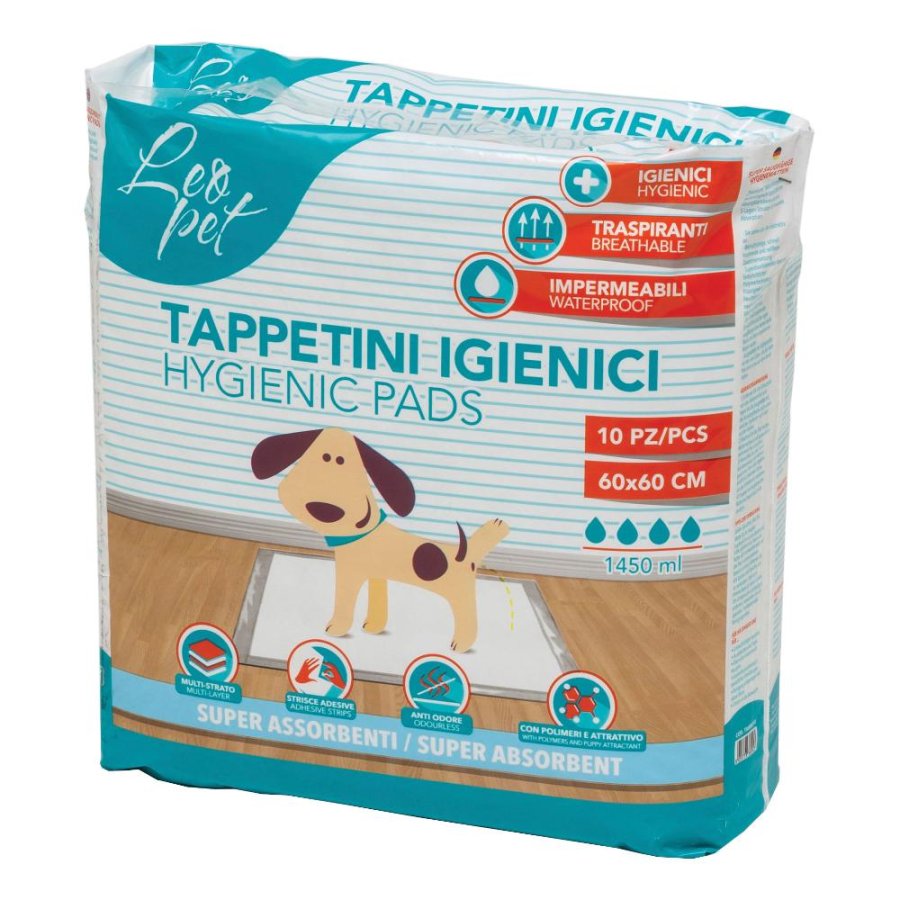 LEOPET TAPPETINO IGIENICO ASSORBENTE 60x60CM 10PZ
