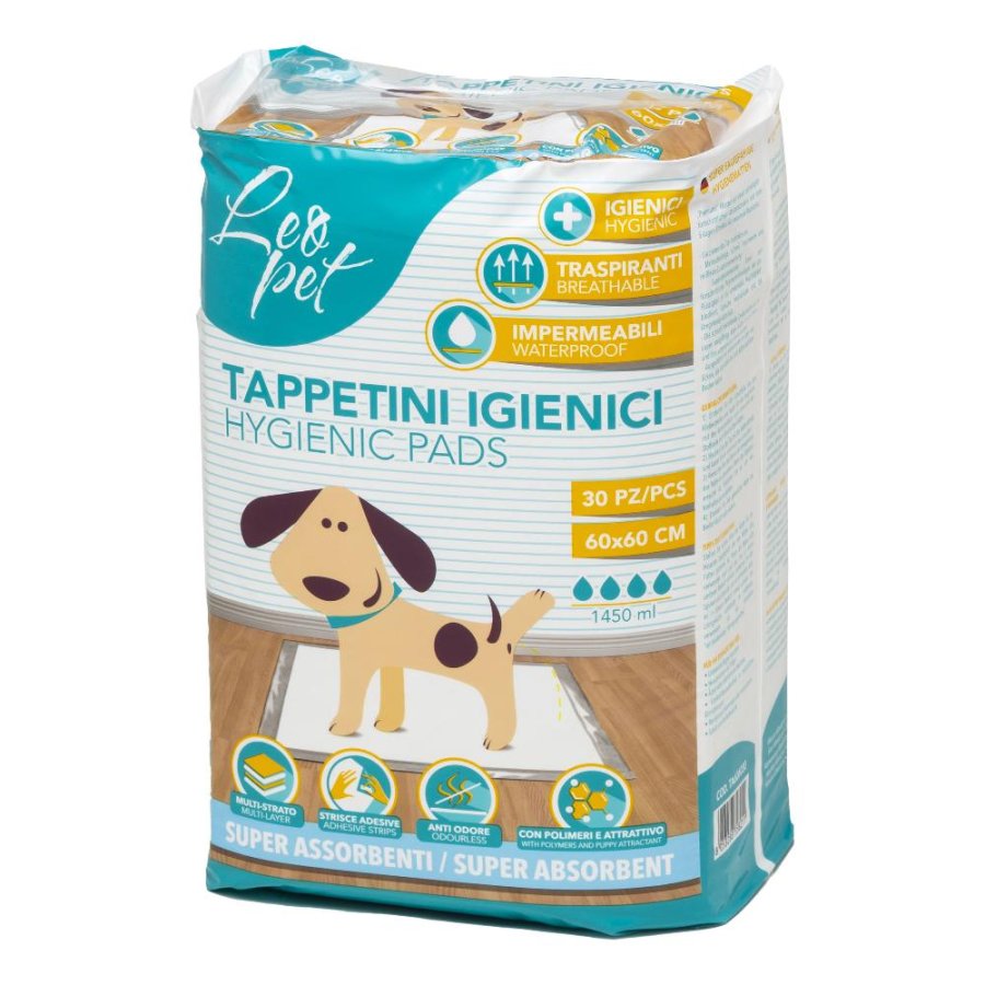 LEOPET TAPPETINO IGIENICO ASSORBENTE 60x60CM 30PZ