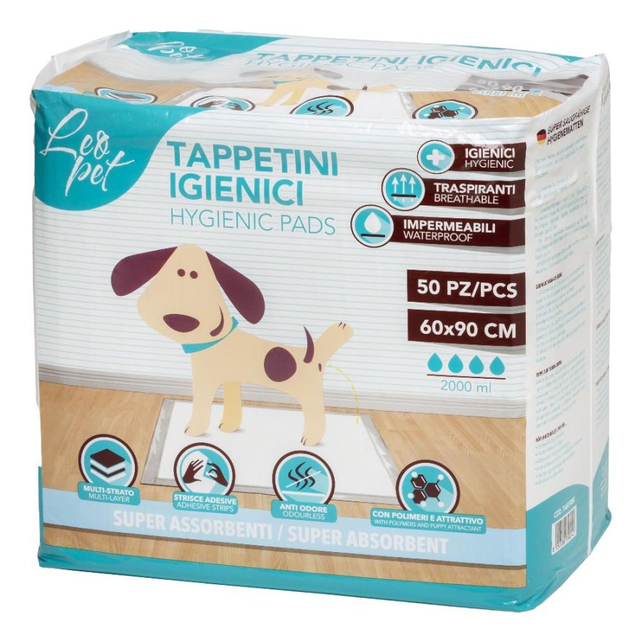LEOPET TAPPETINO IGIENICO ASSORBENTE 60x90CM 50PZ
