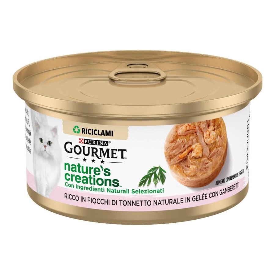 NESTLE' PURINA GOURMET GATTO CREATIONS GELEE JELLY TONNETTO GAMBERETTI 70GR (lattina)