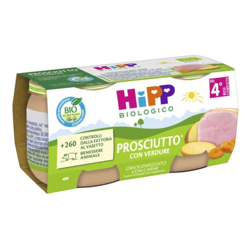 HiPP, Omogeneizzato Biologico Prosciutto con Verdure, 2 x 80 g