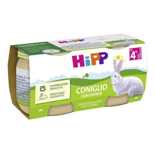 HiPP Biologico, Omogeneizzato Coniglio con Patate, 2 x 80 g
