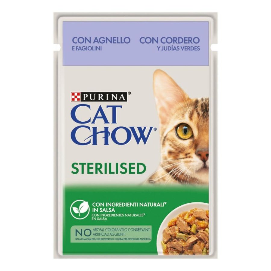 NESTLE' PURINA CAT CHOW GATTO STERILISED SALSA AGNELLO FAGIOLINI 85GR (bustina)