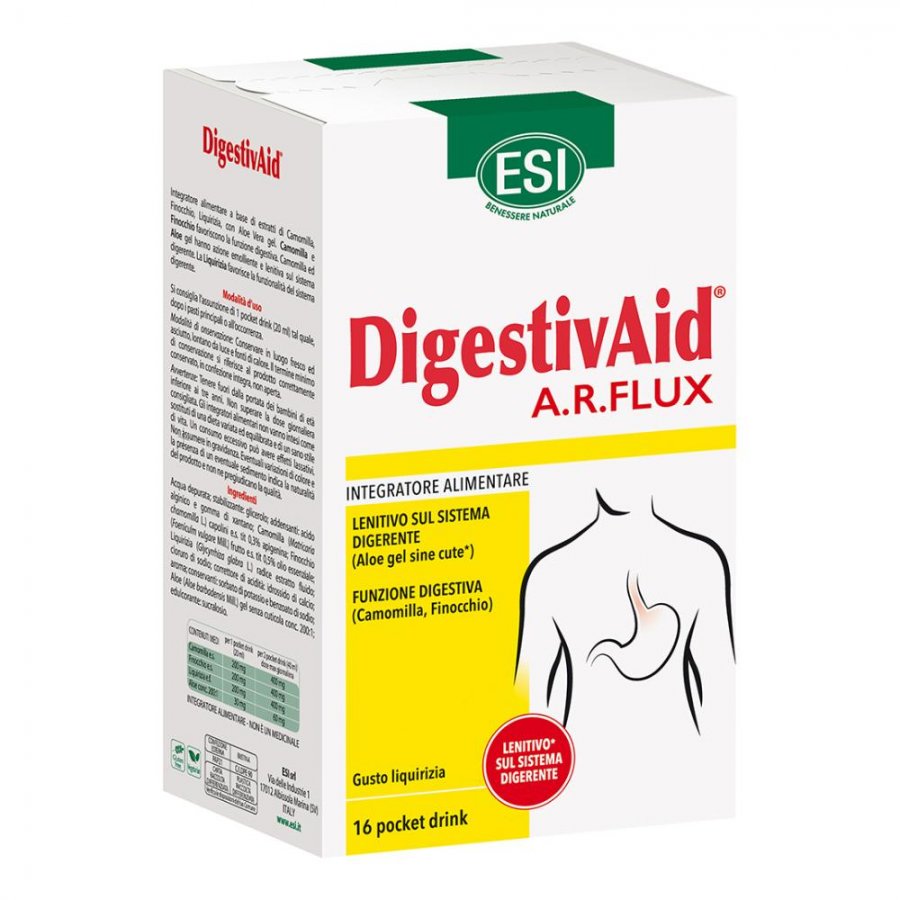 Esi Digestivaid AR Flux - Integratore Digestivo per il Benessere Gastrointestinale, 16 Pocket Drink