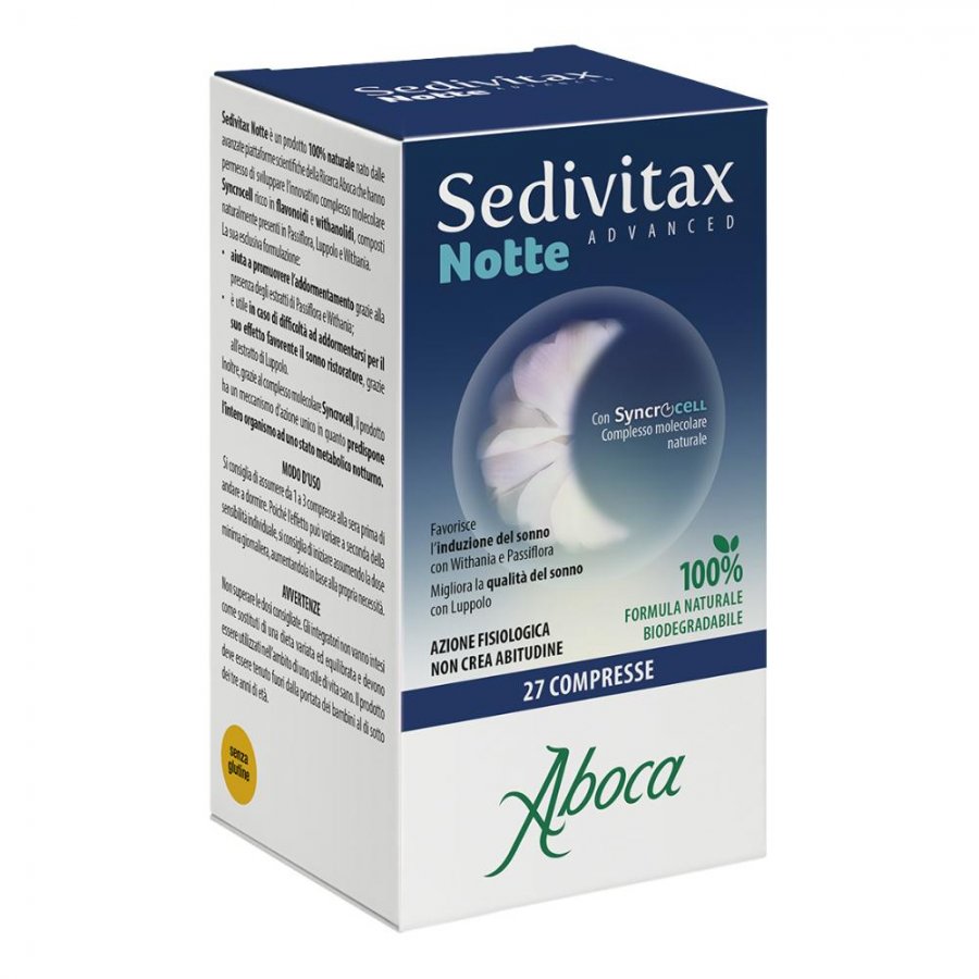 Aboca Sedivitax Advance Notte - Integratore Sonno e Serenità, 27 Compresse