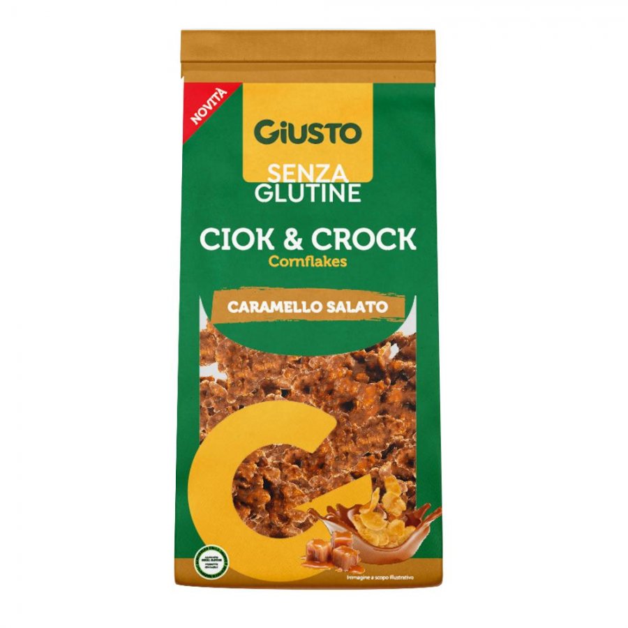 Giusto Senza Glutine Ciock & Crock Cornflakes Caramello Salato 125g - Fiocchi di Cereali con Cioccolato e Caramello Salato, Senza Glutine