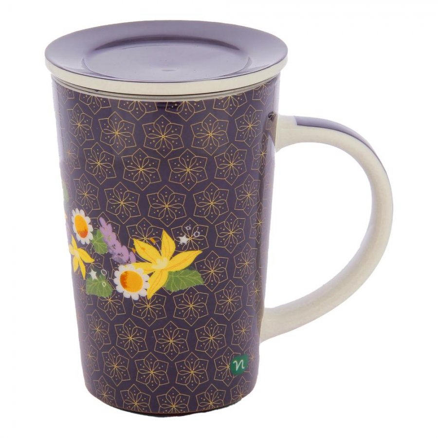 Neavita Infusiera Mindful Tea, New Bone China, Filtro in Acciaio, 380ml, Tisana in Foglie, Accessorio Elegante