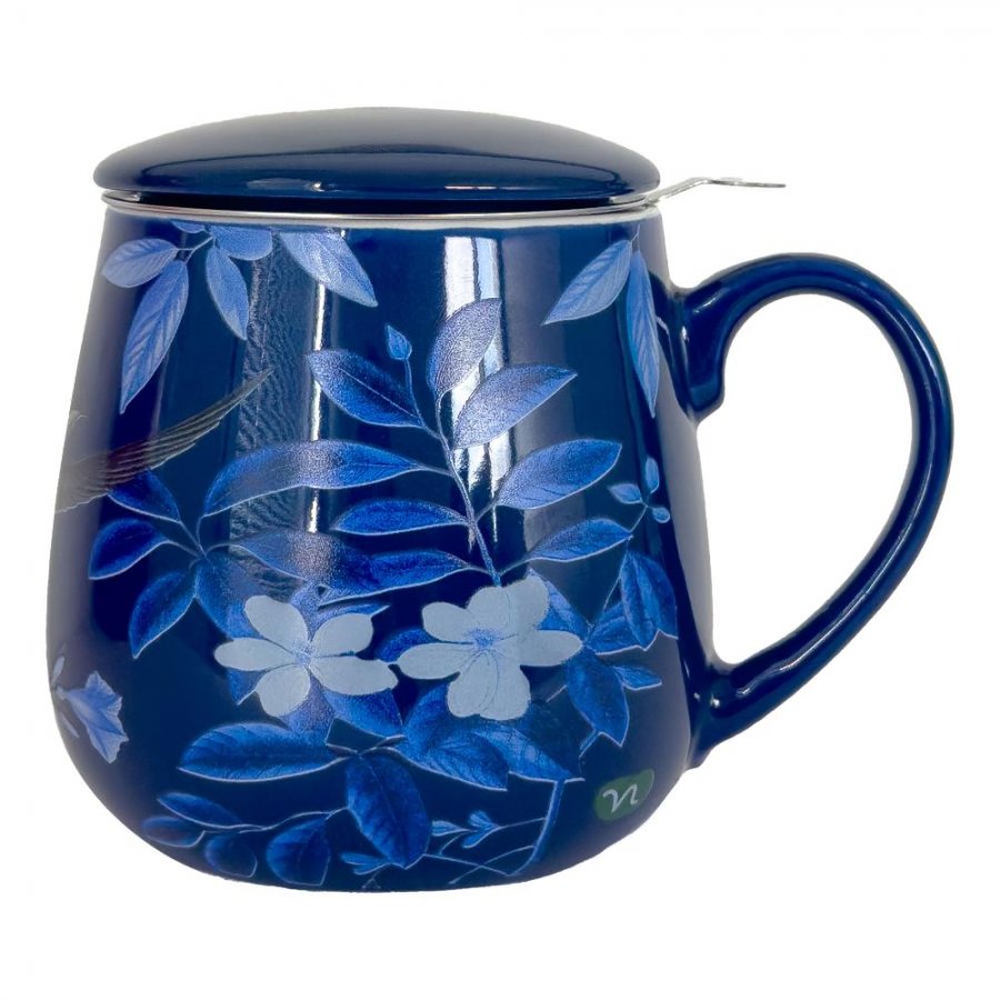 Neavita Rituali Botanici, Infusiera in Ceramica Blu, Accessorio per Tisana in Foglie, Edizione Limitata